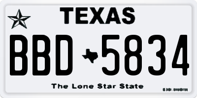 TX license plate BBD5834