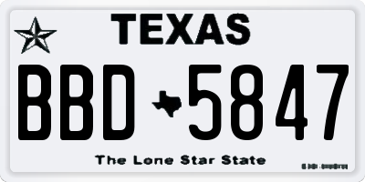 TX license plate BBD5847