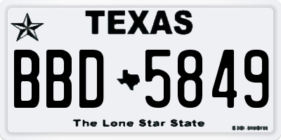 TX license plate BBD5849