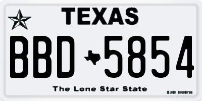 TX license plate BBD5854