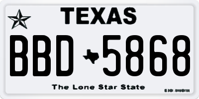 TX license plate BBD5868