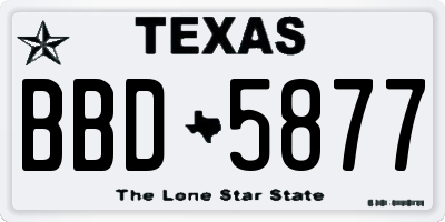 TX license plate BBD5877