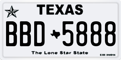 TX license plate BBD5888