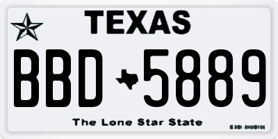 TX license plate BBD5889