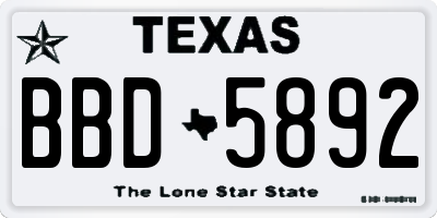 TX license plate BBD5892
