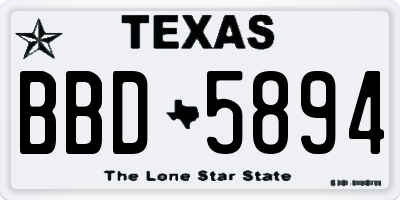 TX license plate BBD5894