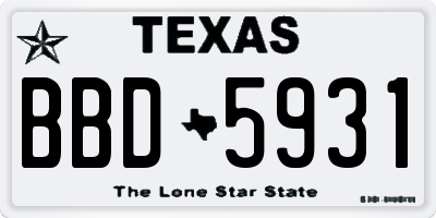 TX license plate BBD5931