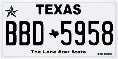 TX license plate BBD5958