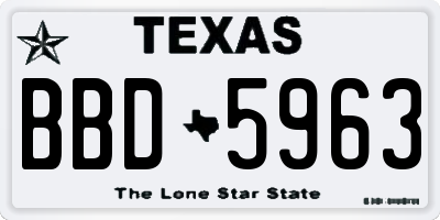 TX license plate BBD5963