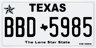 TX license plate BBD5985