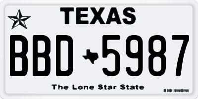 TX license plate BBD5987