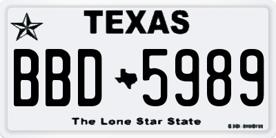 TX license plate BBD5989