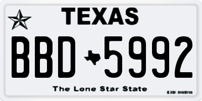 TX license plate BBD5992