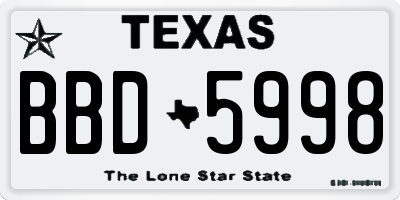 TX license plate BBD5998