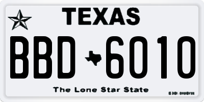 TX license plate BBD6010