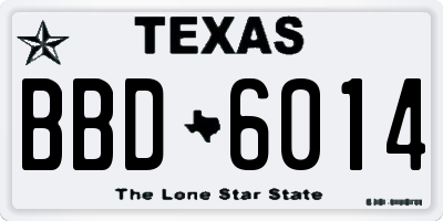 TX license plate BBD6014