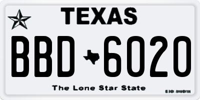 TX license plate BBD6020