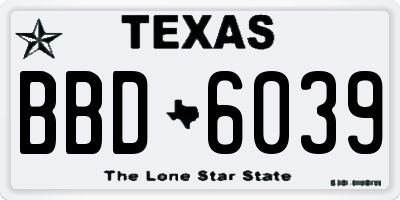 TX license plate BBD6039