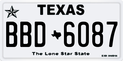 TX license plate BBD6087