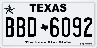 TX license plate BBD6092
