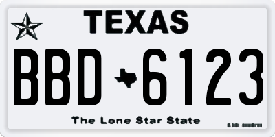 TX license plate BBD6123