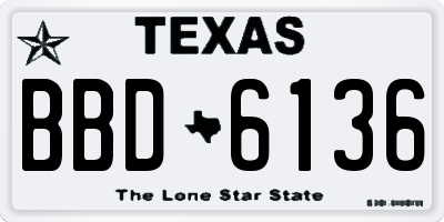 TX license plate BBD6136