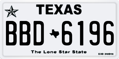 TX license plate BBD6196