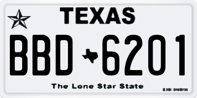 TX license plate BBD6201