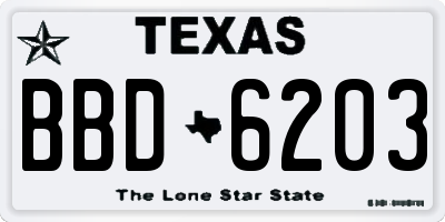 TX license plate BBD6203