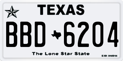 TX license plate BBD6204
