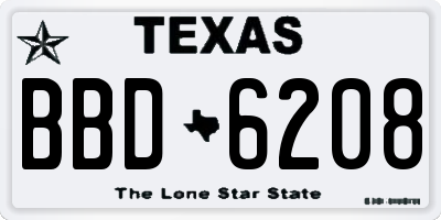 TX license plate BBD6208
