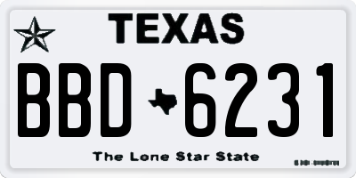 TX license plate BBD6231