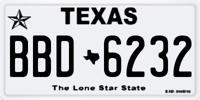 TX license plate BBD6232