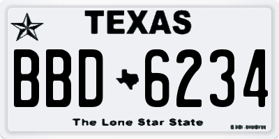 TX license plate BBD6234