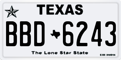 TX license plate BBD6243
