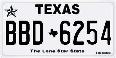 TX license plate BBD6254
