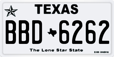 TX license plate BBD6262