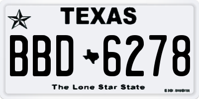 TX license plate BBD6278