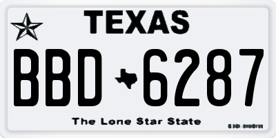 TX license plate BBD6287