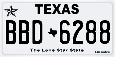 TX license plate BBD6288