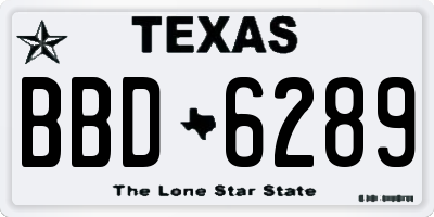 TX license plate BBD6289