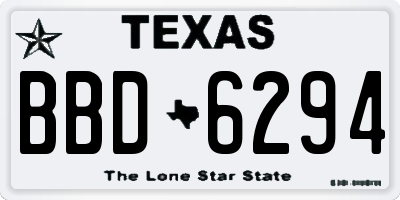 TX license plate BBD6294