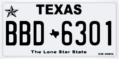 TX license plate BBD6301