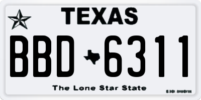 TX license plate BBD6311