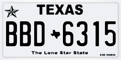 TX license plate BBD6315