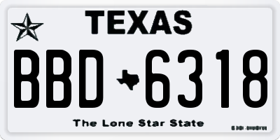 TX license plate BBD6318