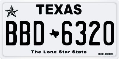TX license plate BBD6320