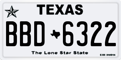 TX license plate BBD6322