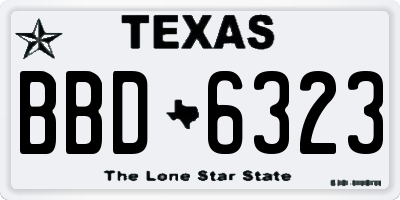 TX license plate BBD6323