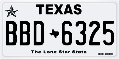 TX license plate BBD6325